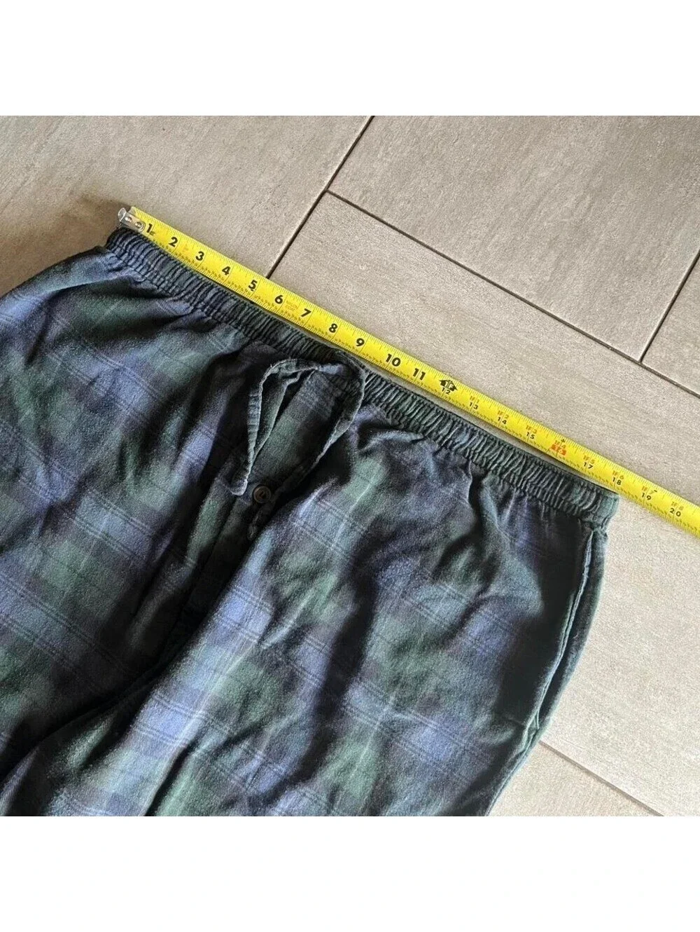 Route 66 Mens Green Blue Plaid Pajama Pants Elastic Waist Size